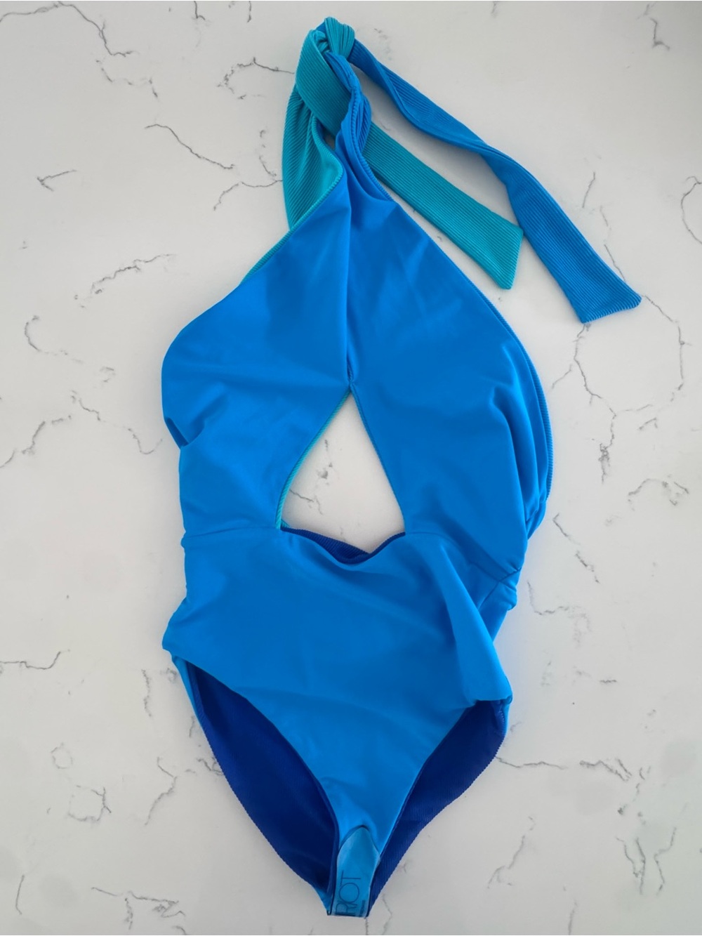 Beach Riot Jessica One Piece Swimsuit XS Blue Colorblock Cutout NWOT $178 - Picture 8 of 11